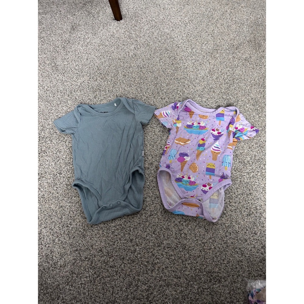 Play by little sleepies Baby Bodysuit Ice Cream Print Blue Ribbed Size 3-6 Month